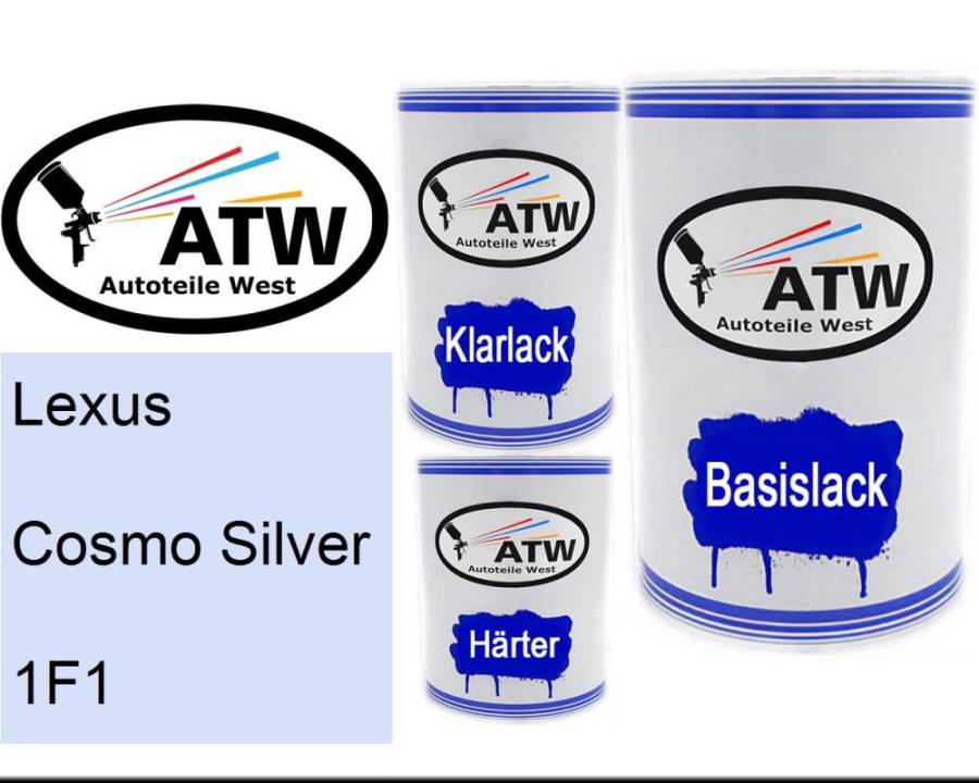 Lexus, Cosmo Silver, 1F1: 500ml Lackdose + 500ml Klarlack + 250ml Härter - Set, von ATW Autoteile West.